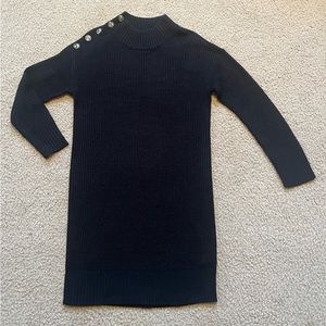 Full Circle Trends Sweater Dress, Buttons On One Shoulder, Color: Black, Size XL